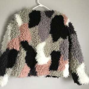 NWT 1 State Patchwork Shaggy Cropped Jacket Coat small warm winter